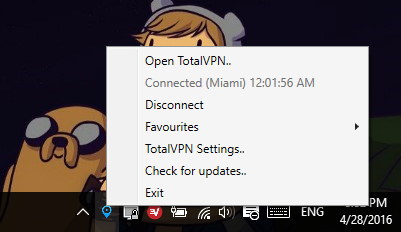 total vpn system tray