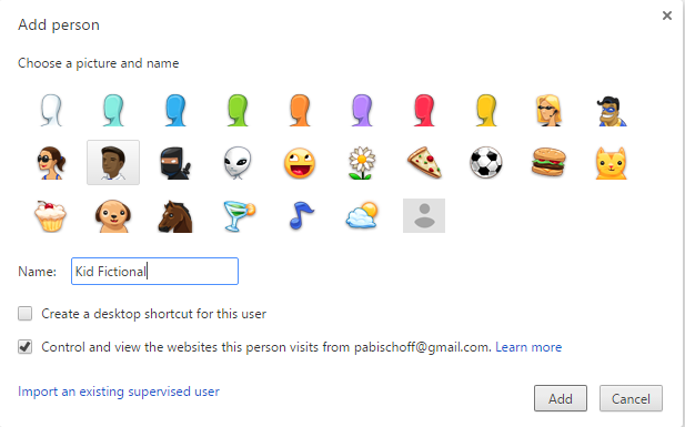 chrome add supervised user
