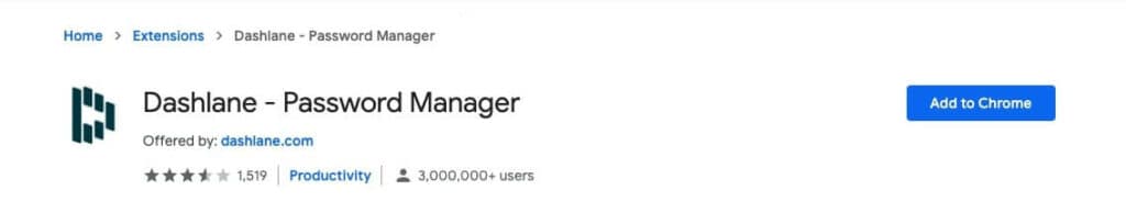 Dashlane Chrome extension