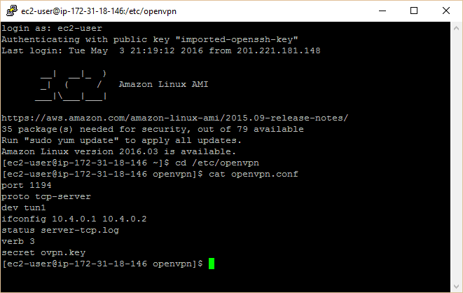 openvpn ssh server config