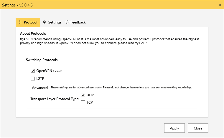 tigervpn settings