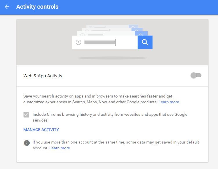 google activity controls