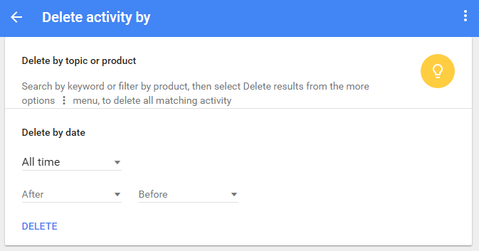 google delete activity by