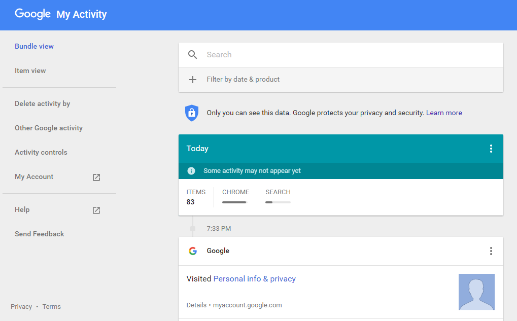 google my activity
