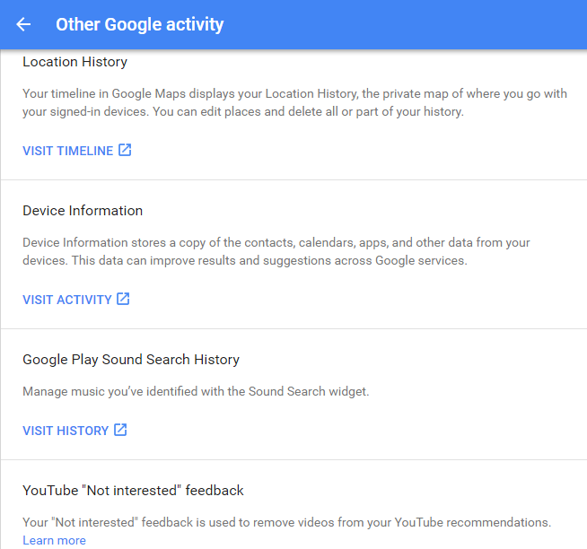 google other activity