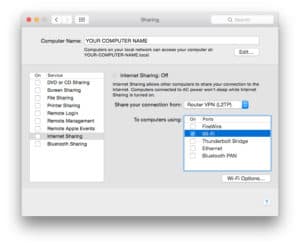 Network Sharing Screen