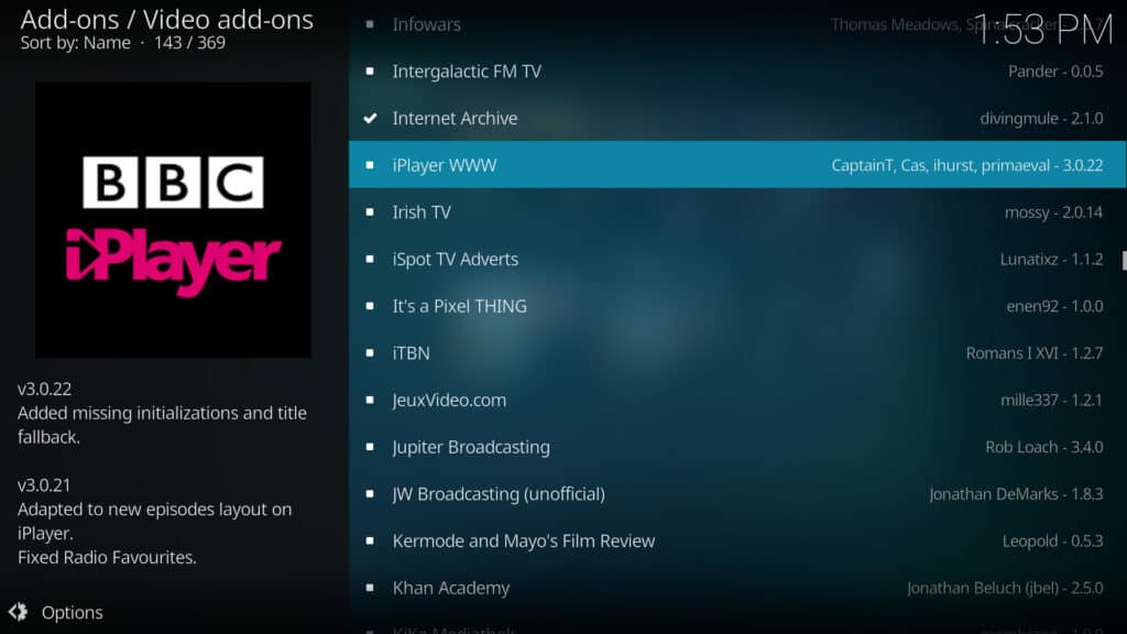 BBC IPlayer Video Add-Ons