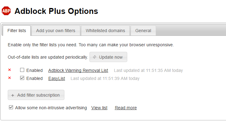 Adblock Plus popup blockers