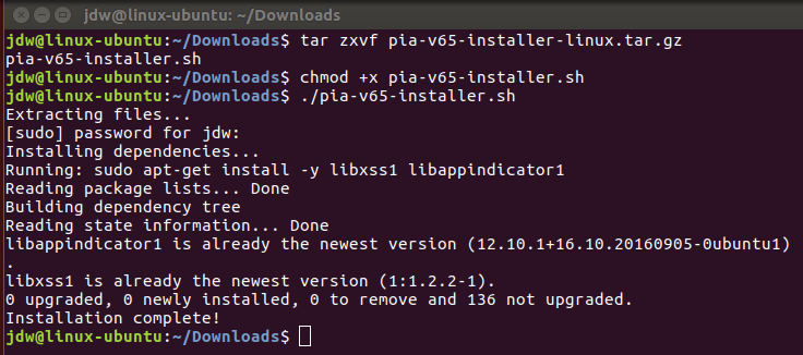 Private Internet Access VPN for Linux Install