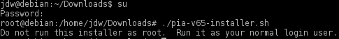Private Internet Access VPN for Linux Debian install error
