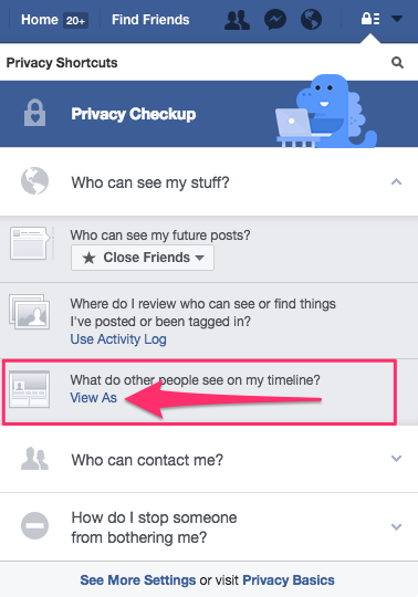 Facebook view as
