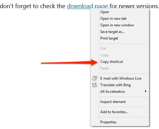 IE right-click