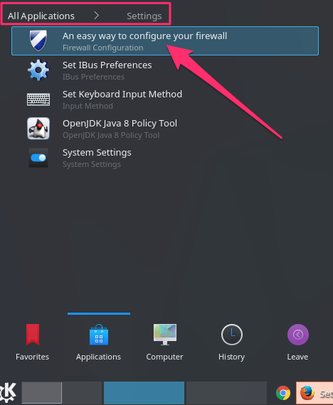 KDE firewall link