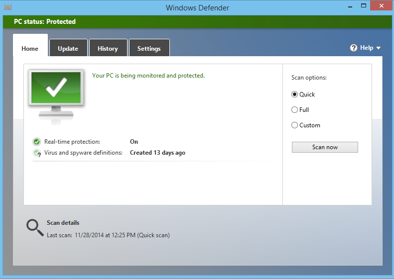 Windows defender configuration