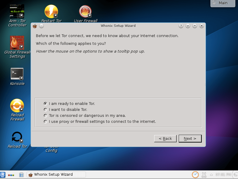whonix gateway first run wizard