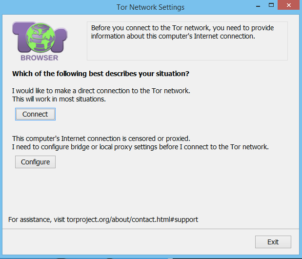 windows tor first run network setup
