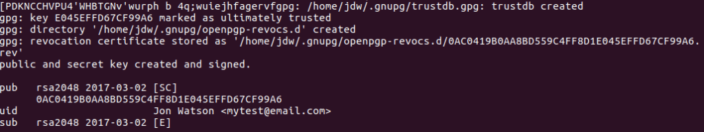 Ubuntu GPG key generated
