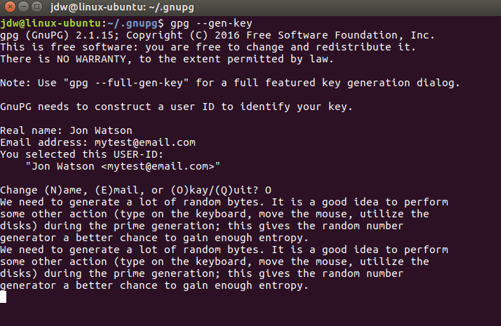 Ubuntu GPG key generation and entropy