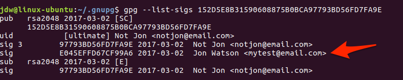 Ubuntu GPG show signatures command line