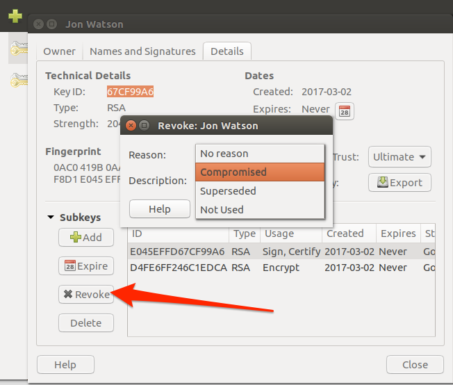 Ubuntu revoke key