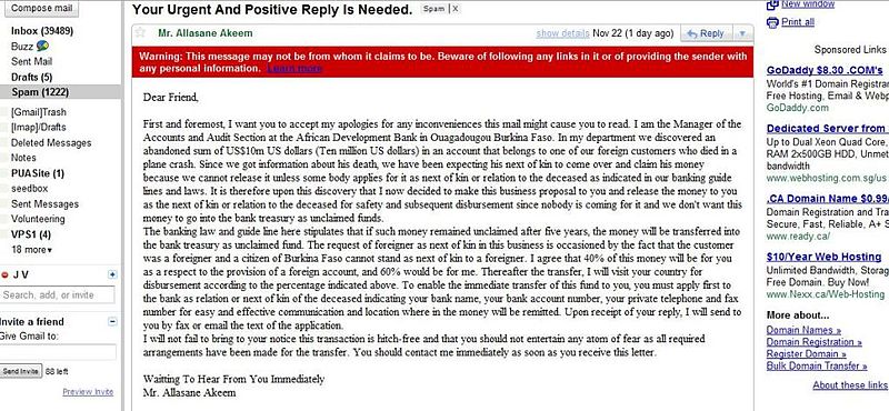 Nigerian prince email scam