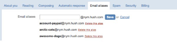 Hushmail aliases