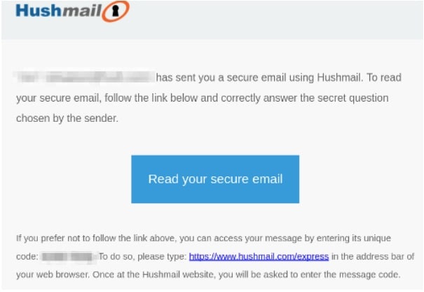 Hushmail encrypted email notification