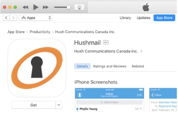 Hushmail iOS app