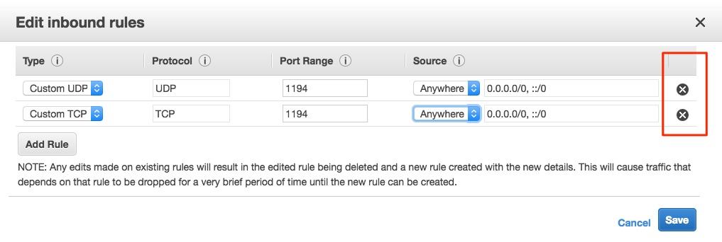EC2 delete rule from security group