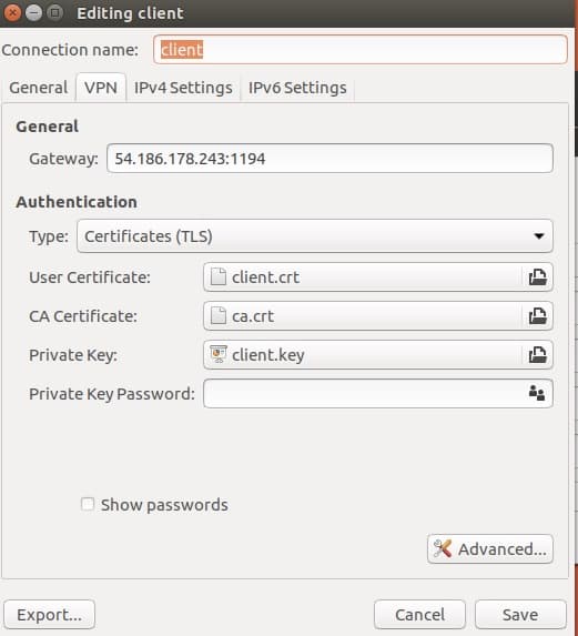 Ubuntu OpenVPN imported