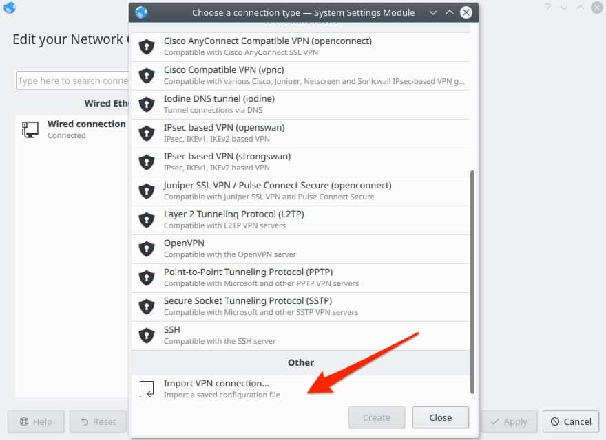 Kubuntu import VPN connection