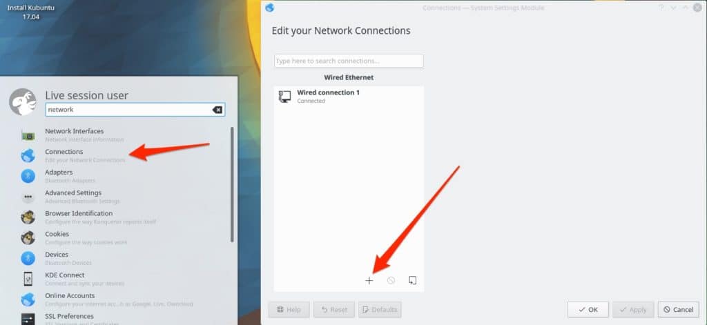 Kubuntu network connection