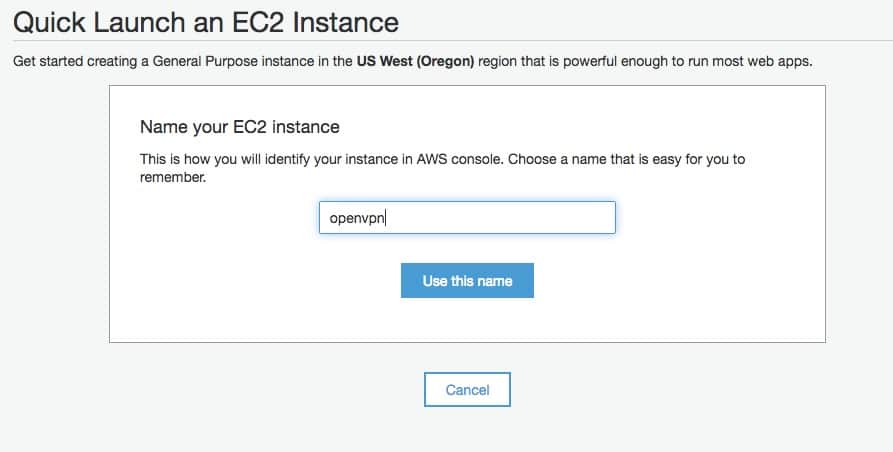 Quick Launch an EC2 Instance - name
