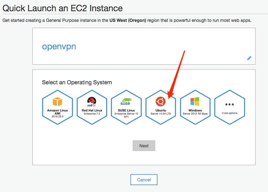 Quick Launch an EC2 Instance- os