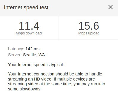 Speed test VPN active