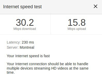 Speed test VPN not active