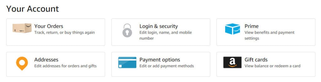 Amazon account details.