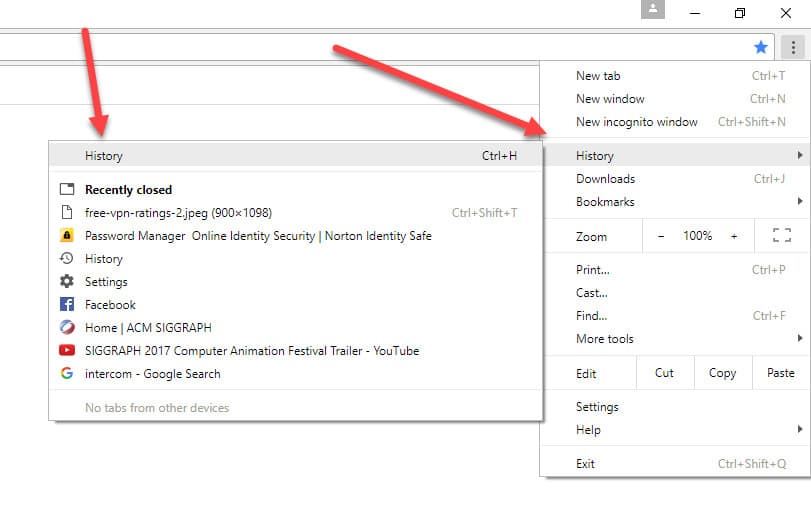 settings chrome menu
