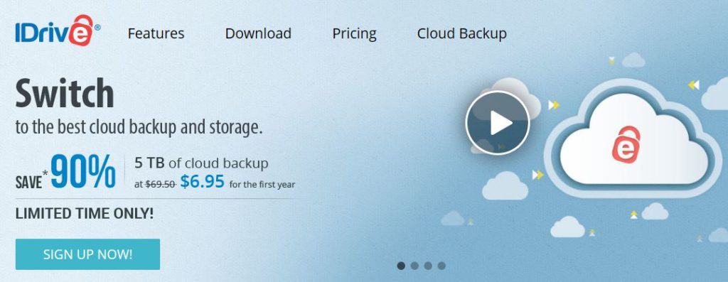 iDrive homepage.
