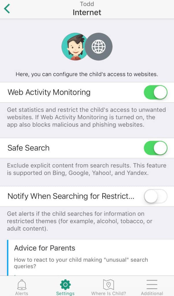safekids ios screen