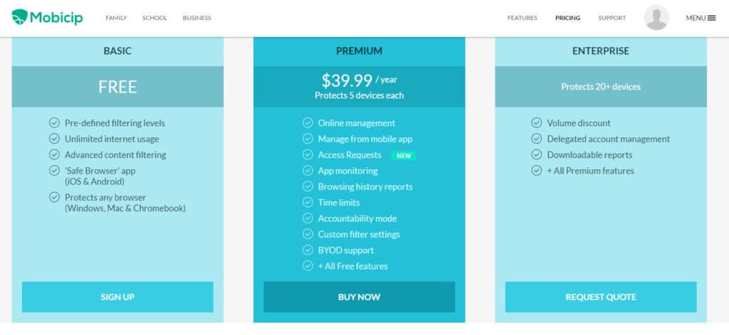 mobicip pricing model