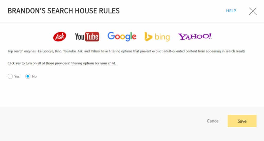 norton family ruleset design