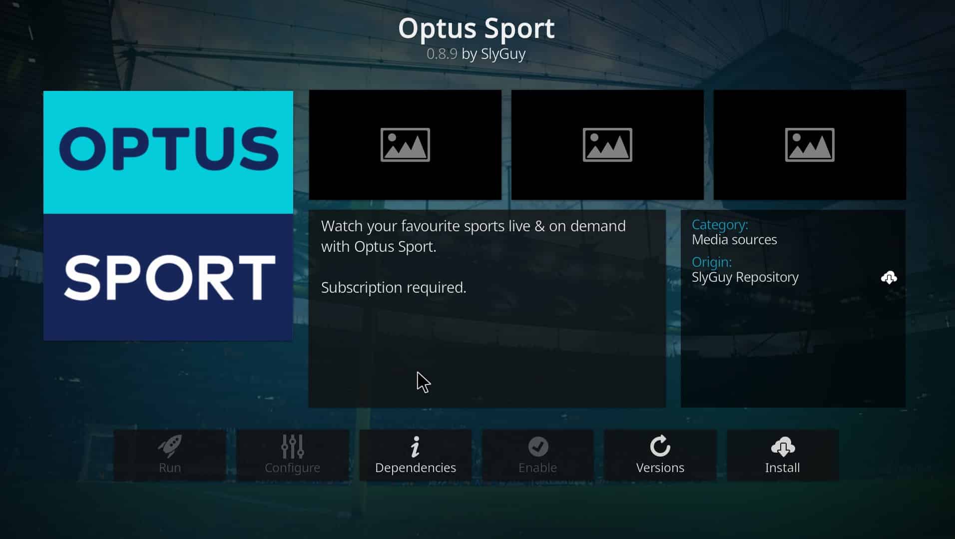 Optus Kodi addon screenshot