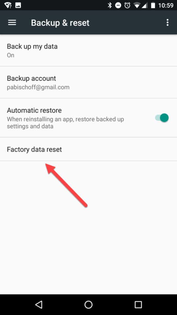 android factory reset
