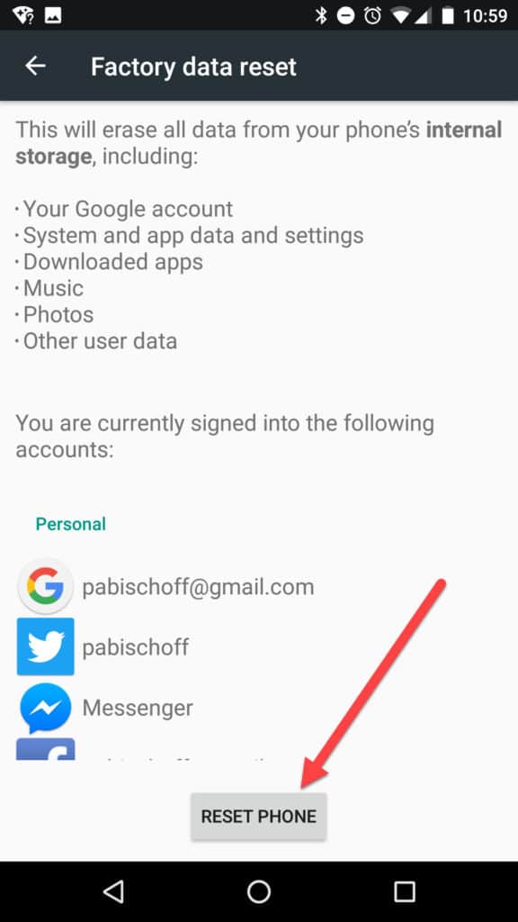 android secure reset