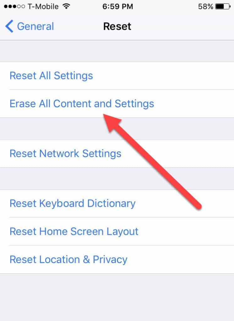 secure erase menu