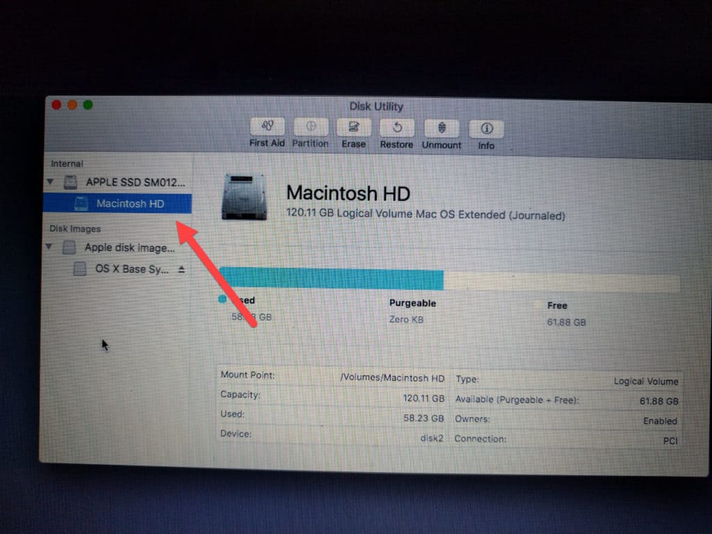 secure erase osx disk selection