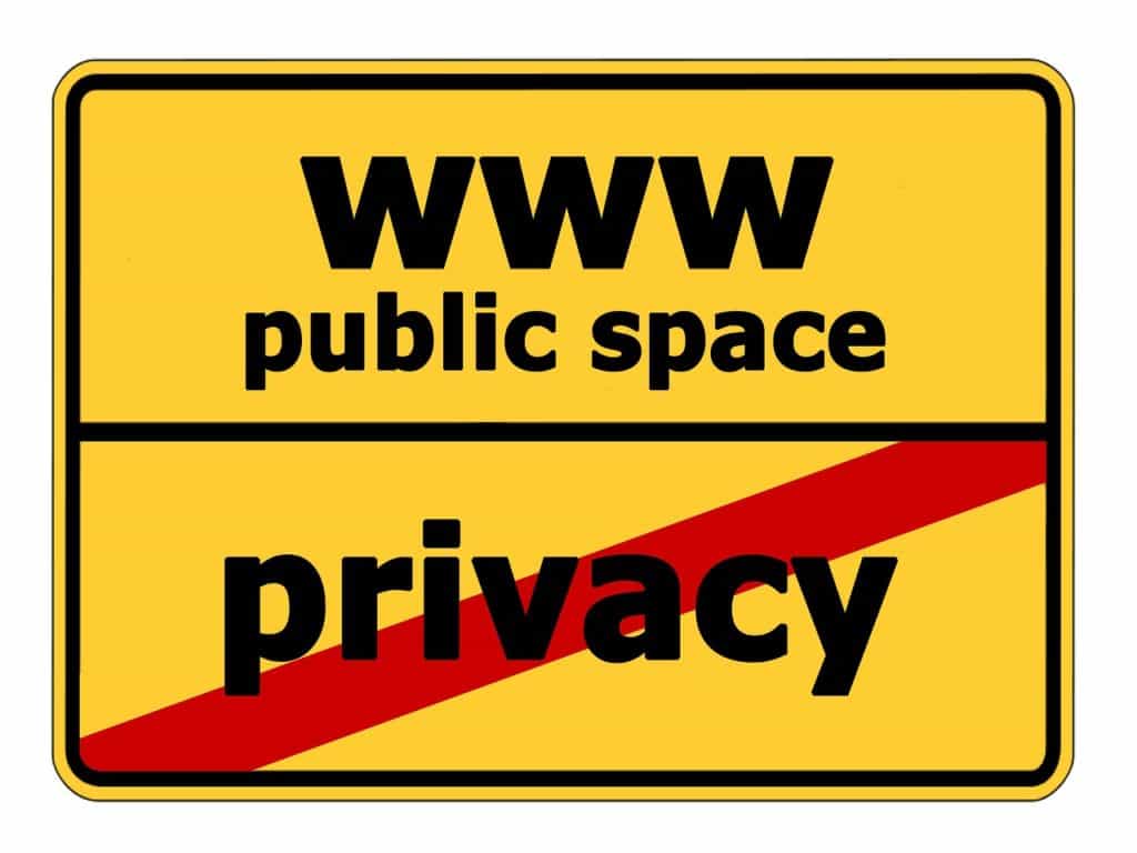 yellow sign with www on top and prvacy crossed out on the bottom