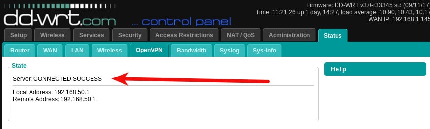 dd- wrt vpn openvpn server success