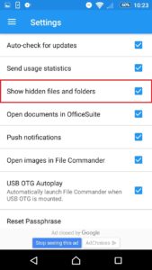 View hidden files in Android step 2